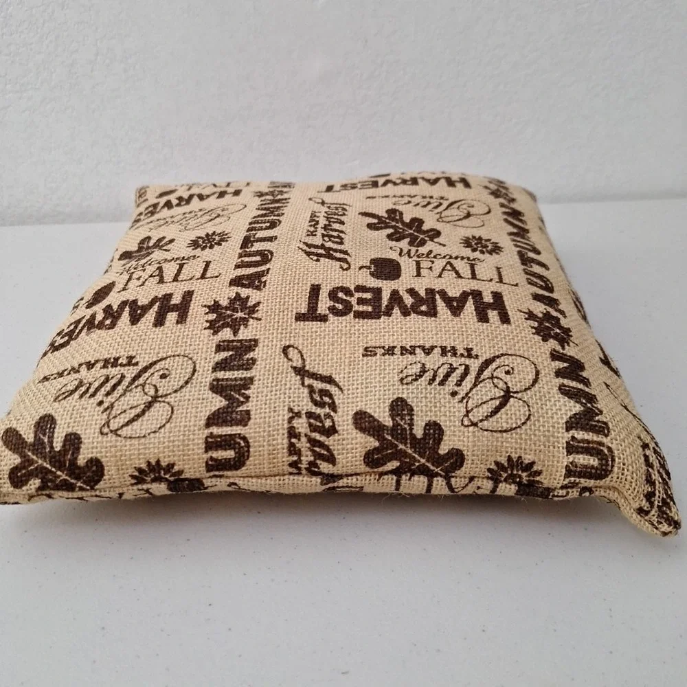 Fall Harvest Autumn Give Thanks Burlap Throw Pillow Home Decor 13